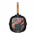 Сковорода-гриль 28x3,0см квадратная с деревянной  ручкой (эмалирова