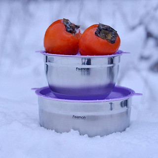 Миска 16x10 см / 1.5 л с крышкой (нерж. сталь)