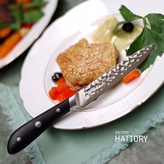 Нож HATTORI Универсальный 13см hammered (420J2 сталь) Нож HATTORI Универсальный 13см hammered (420J2 сталь)