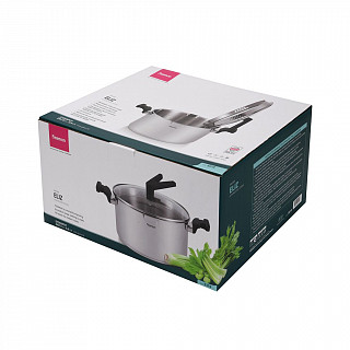 Кастрюля ELIZ 24x13 см / 5,6л со стеклянной крышкой (нерж.сталь)