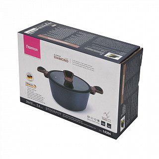 Кастрюля DIAMOND 20x10см / 2,6л со стеклянной крышкой (алюминий)