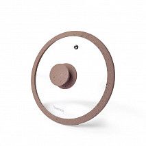 Крышка ARCADES 20 см с "мраморным" ободком, КОРИЧНЕВЫЙ (стекло)