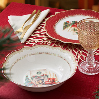 Салатник CHRISTMAS EVE 23,5x6,5см цвет красный (фарфор)