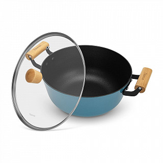 Кастрюля SEAGREEN 28x12см / 6л. со стеклянной крышкой (эмалированны