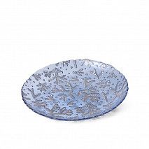 Тарелка стеклянная 21 см New Year blue