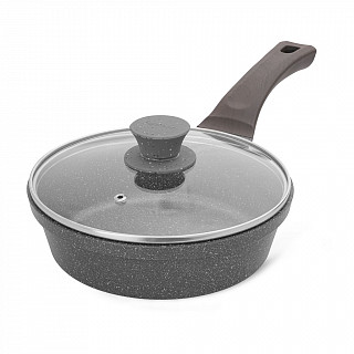 Сковорода для жарки UNIQUE PRO 24x6,4см со стеклянной крышкой (алю