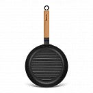 Сковорода-гриль 24x3,5см с деревянной ручкой (эмалированный чугун)