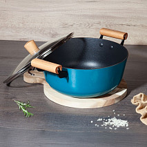 Кастрюля SEAGREEN 28x12см / 6л. со стеклянной крышкой (эмалированны