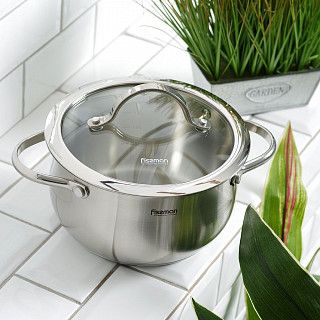 Кастрюля VALERY 20x10 см / 3.1 л со стеклянной крышкой (нерж. сталь Кастрюля VALERY 20x10 см / 3.1 л со стеклянной крышкой (нерж. сталь