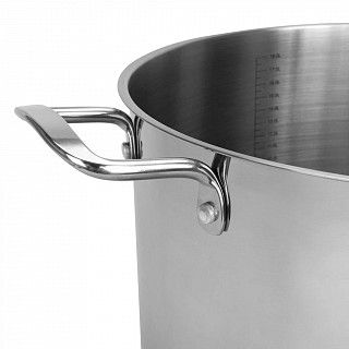 Кастрюля ESAAD 34х22 см / 19 л со стеклянной крышкой (нерж.сталь)