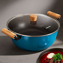 Кастрюля SEAGREEN 24x11см / 4л. со стеклянной крышкой (эмалированны