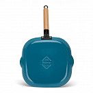 Сковорода-гриль 28x3,0см квадратная с деревянной  ручкой (эмалирова