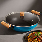 Вок SEAGREEN 32x9,2см / 5л. со стеклянной крышкой (эмалированный чу