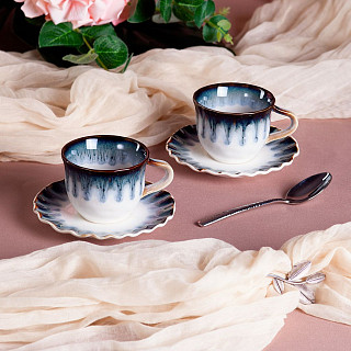 Набор из 2 чашек GALACTIC WAVES 100 мл с блюдцами (фарфор)