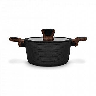 Кастрюля DIAMOND 20x10см / 2,6л со стеклянной крышкой (алюминий)