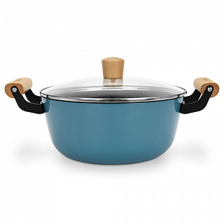 Кастрюля SEAGREEN 24x11см / 4л. со стеклянной крышкой (эмалированны