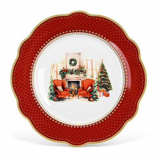 Тарелка CHRISTMAS EVE 27см цвет красный (фарфор)
