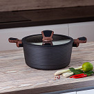 Кастрюля DIAMOND 24x12см / 4,5л со стеклянной крышкой (алюминий)