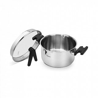 Кастрюля ELIZ 20x11 см / 3,3л со стеклянной крышкой (нерж.сталь)