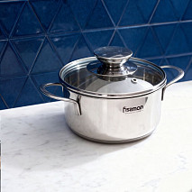 Кастрюля BAMBINO 14x6,0 см / 0,9 л со стекл. крышкой (нерж. сталь)