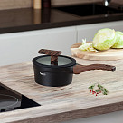 Ковш FILOMENA 16x8см / 1,2 л со стеклянной крышкой (алюминий)