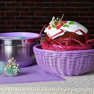 Плетеная корзинка круглая 24x10 см (пластик) Плетеная корзинка круглая 24x10 см (пластик)