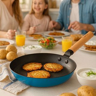 Сковорода для жарки SEAGREEN 24x4,5см с дер. ручкой (эмалированный