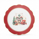 Подставка для торта CHRISTMAS EVE 28см цвет красный (фарфор)