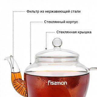 Заварочный чайник 1000 мл со стальным фильтром (жаропрочное стекло) Заварочный чайник 1000 мл со стальным фильтром (жаропрочное стекло)