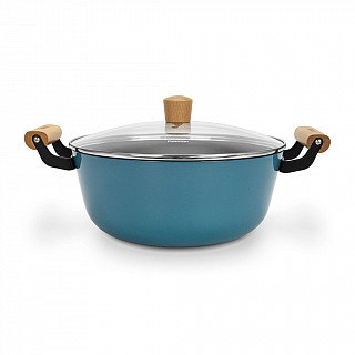 Кастрюля SEAGREEN 28x12см / 6л. со стеклянной крышкой (эмалированны