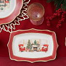 Блюдо CHRISTMAS EVE прямоугольное 28х19см цвет красный (фарфор)