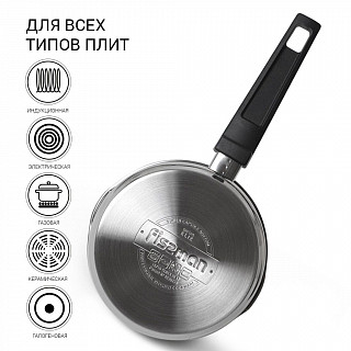 Ковш ELIZ 16x9см / 1,7л с крышкой (нерж.сталь)