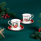 Набор из 2 чашек CHRISTMAS EVE 250 мл с блюдцами цвет красный (фар
