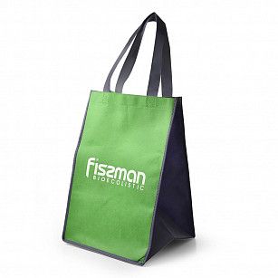 Зеленая промо-сумка для покупок с логотипом FISSMAN 30x30x45 см