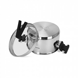 Кастрюля ELIZ 20x11 см / 3,3л со стеклянной крышкой (нерж.сталь)