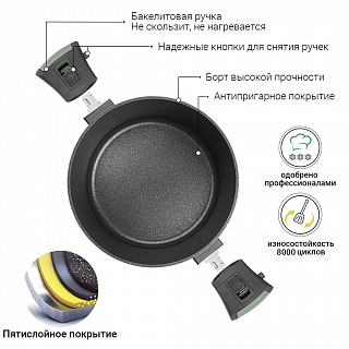 Кастрюля BRILLIANT 20x10см / 2,6л со съемными ручками (алюминий) Кастрюля BRILLIANT 20x10см / 2,6л со съемными ручками (алюминий)