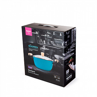 Кастрюля SEAGREEN 28x12см / 6л. со стеклянной крышкой (эмалированны