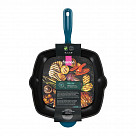 Сковорода-гриль 27x5,0см квадратная с вспомогательной ручкой (эмали