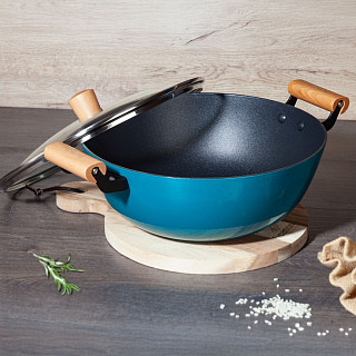 Кастрюля SEAGREEN 32x12,5см / 8л. со стеклянной крышкой (эмалирован