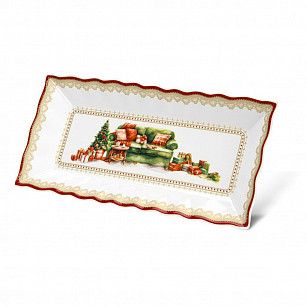 Блюдо CHRISTMAS EVE прямоугольное 28х12,5см цвет красный (фарфор)
