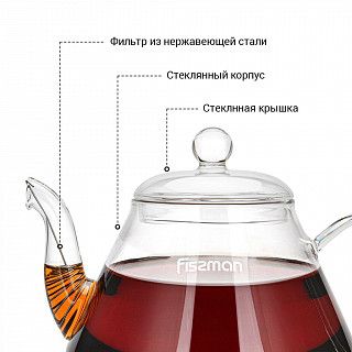 Заварочный чайник 1000 мл со стальным фильтром (жаропрочное стекло) Заварочный чайник 1000 мл со стальным фильтром (жаропрочное стекло)