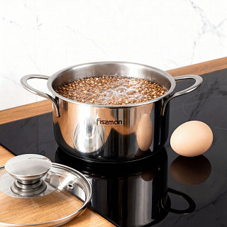 Кастрюля BAMBINO 14x6,0 см / 0,9 л со стекл. крышкой (нерж. сталь)