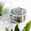 Кастрюля VALERY 18x9 см / 2.3 л со стеклянной крышкой (нерж. сталь)