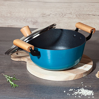 Кастрюля SEAGREEN 24x11см / 4л. со стеклянной крышкой (эмалированны