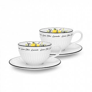 Набор из 2 чашек PROVENCE 250 мл с блюдцами (фарфор)