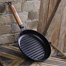Сковорода-гриль 24x3,5см с деревянной ручкой (эмалированный чугун)