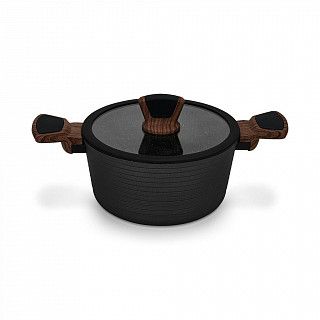 Кастрюля DIAMOND 20x10см / 2,6л со стеклянной крышкой (алюминий)