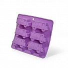 Форма для выпечки 6 кексов АВТОБУС, цвет ЛИЛОВЫЙ (силикон)