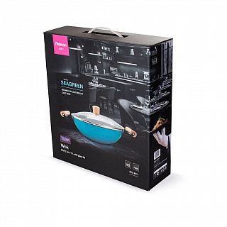 Вок SEAGREEN 32x9,2см / 5л. со стеклянной крышкой (эмалированный чу Вок SEAGREEN 32x9,2см / 5л. со стеклянной крышкой (эмалированный чу