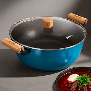 Кастрюля SEAGREEN 28x12см / 6л. со стеклянной крышкой (эмалированны